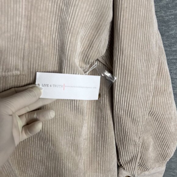 NWT Live 4 Truth Womens L Oversized Beige Corduroy Button Up Shirt Dress Western - Picture 12 of 16